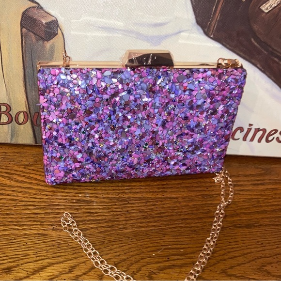 Unbranded Handbags - Embellished Crossbody/Clutch NWOT Purples, Pink and Rhinestones -